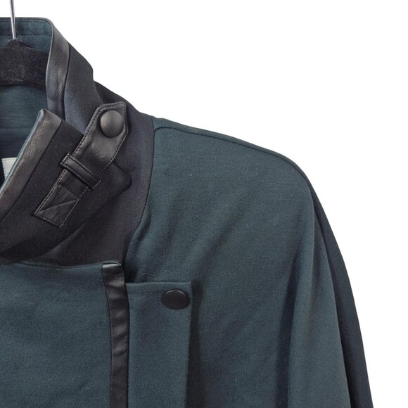 Cabi Jacket Womens S Green Asymmetrical Full Zip Faux Leather Shoulder Pads - Picture 8 of 8